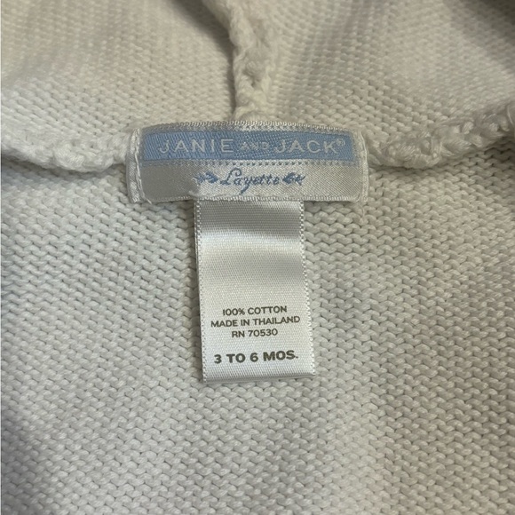 Janie and Jack Layette Knit Baby Hoodie | 3-6 Months | Hippo Embroidery - Picture 3 of 7